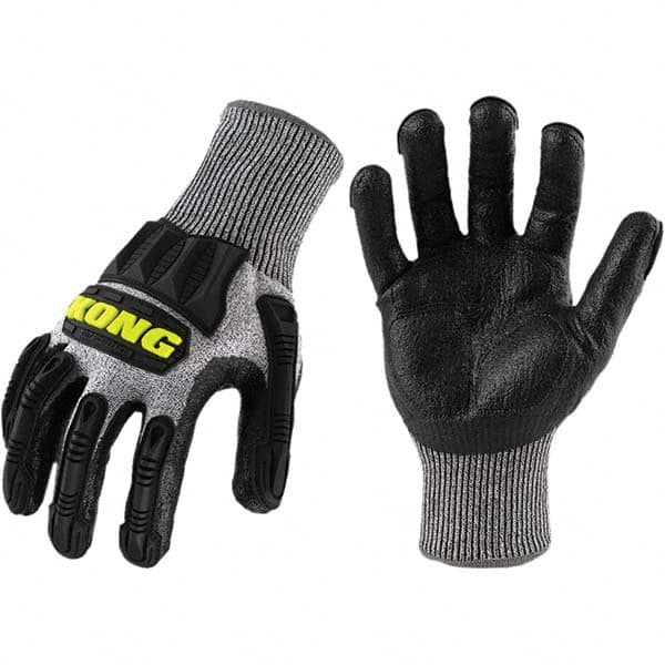 ironCLAD - Size L (9), ANSI Cut Lvl A4, Foam Nitrile Coated Cut Resistant Gloves - 11" Long, Palm Coated, Unlined, Knit Wrist, Gray/Black, Paired - Makers Industrial Supply