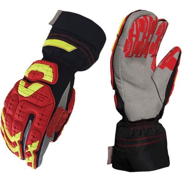 ironCLAD - Size 2XL (11), ANSI Cut Lvl A4, Puncture Lvl 5, Abrasion Lvl 5, Cut Resistant Gloves - 12" Long, Uncoated, Polyester & Mylar Lining, Hook & Loop Cuff, Black/Red, Paired - Makers Industrial Supply