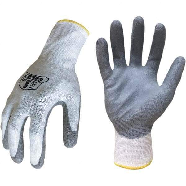 ironCLAD - Size XL (10), ANSI Cut Lvl A3, Abrasion Lvl 4, Nitrile Coated Cut Resistant Gloves - 11" Long, Palm Coated, Unlined, Knit Wrist, White, Paired - Makers Industrial Supply