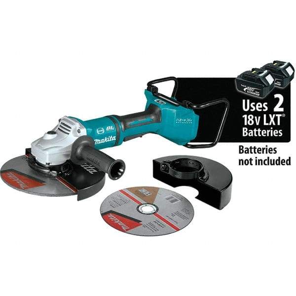 Makita - 9" Wheel Diam, 6,000 RPM, Cordless Angle & Disc Grinder - 5/8-11 Spindle, 36 Volts - Makers Industrial Supply