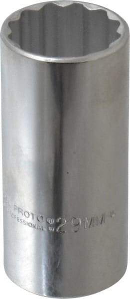 Proto - 1/2" Drive, Deep Hand Socket - 12 Points, 3-1/4" OAL, Chrome Finish - Makers Industrial Supply