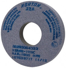 Norton - 14" Diam x 5" Hole x 2" Thick, I Hardness, 46 Grit Surface Grinding Wheel - Aluminum Oxide, Type 1, Coarse Grade, 1,800 Max RPM, Vitrified Bond, No Recess - Makers Industrial Supply