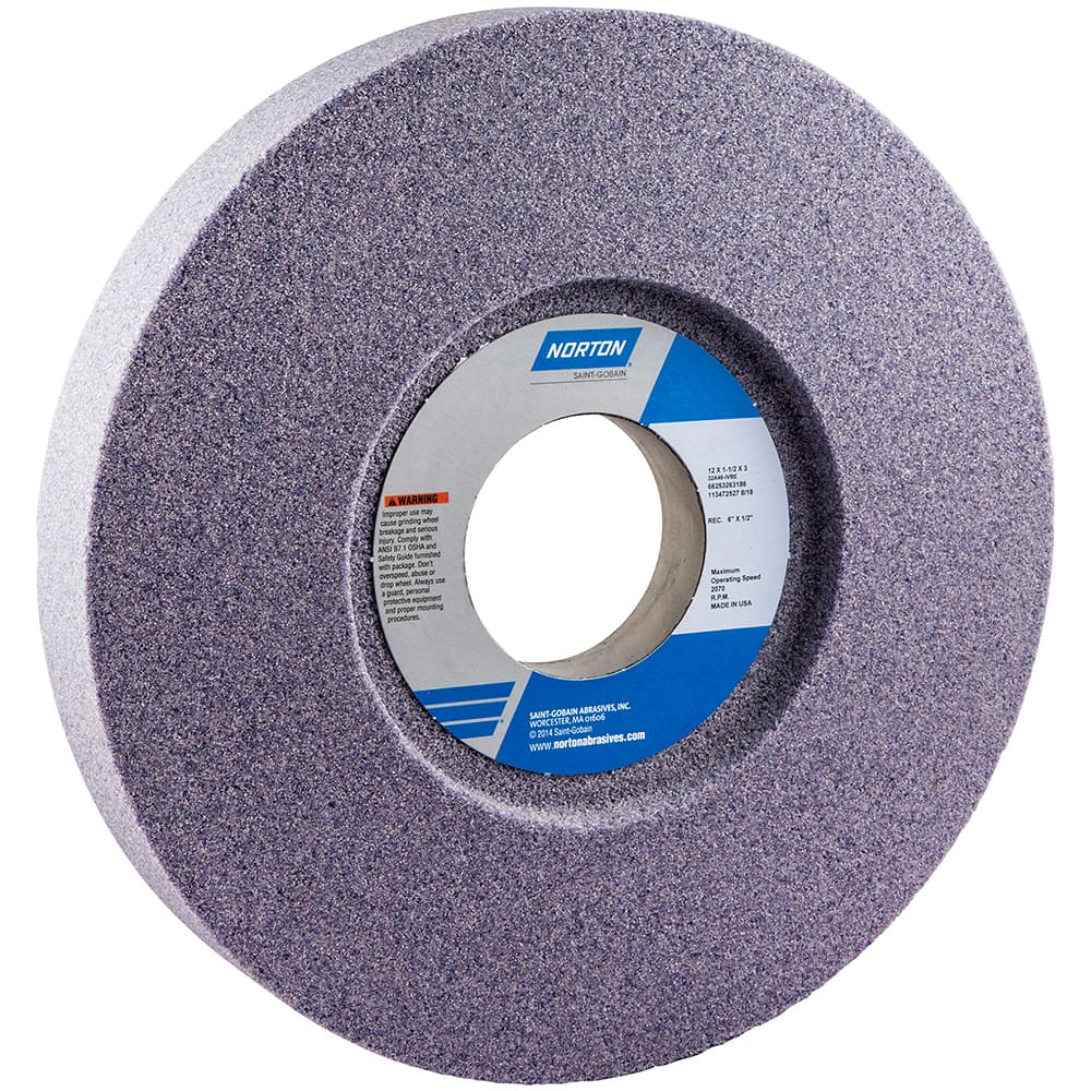 Norton - 12" Diam x 3" Hole x 1-1/2" Thick, I Hardness, 46 Grit Surface Grinding Wheel - Makers Industrial Supply