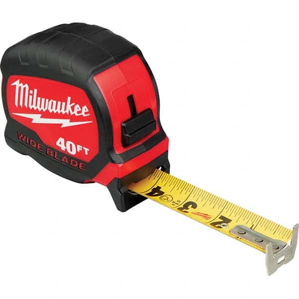 Milwaukee Tool - 40' x 1-5/16" Yellow/Black Blade Tape Measure - Makers Industrial Supply