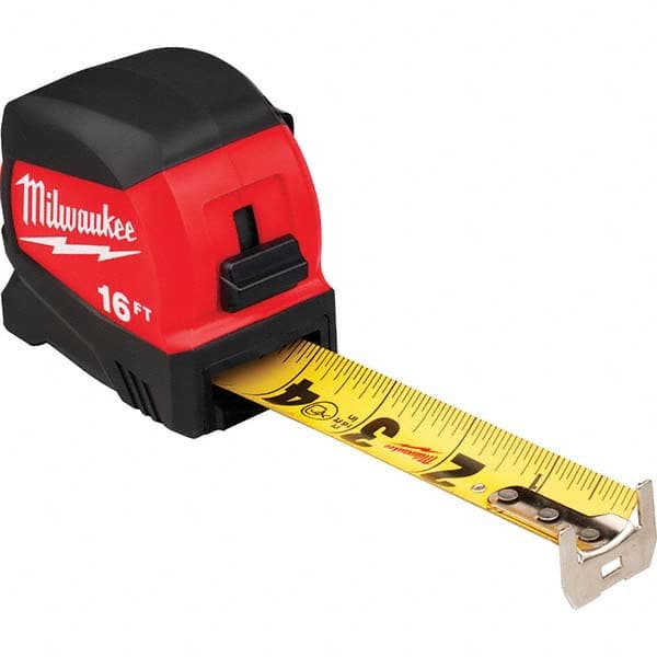 Milwaukee Tool - 16' x 1-3/16" Yellow/Black Blade Tape Measure - Makers Industrial Supply