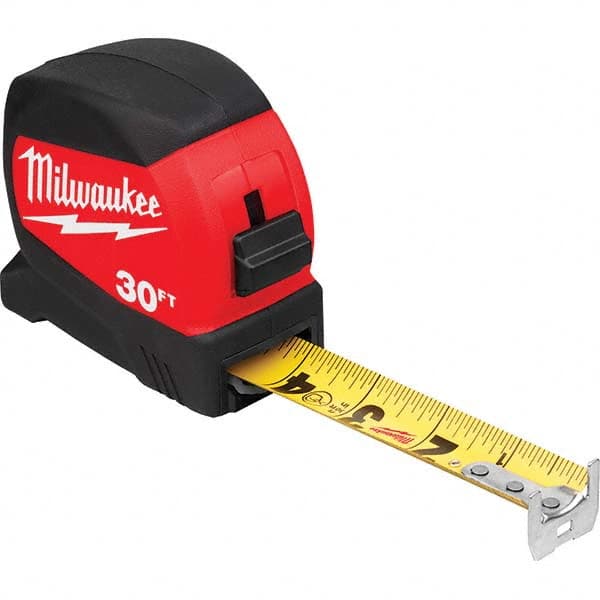 Milwaukee Tool - 30' x 1-3/16" Yellow/Black Blade Tape Measure - Makers Industrial Supply