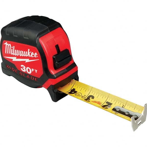 Milwaukee Tool - 30' x 1-5/16" Yellow/Black Blade Tape Measure - Makers Industrial Supply