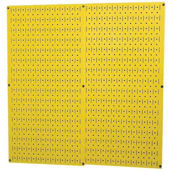 Wall Control - 32" Wide x 32" High Peg Board Storage Board - 2 Panels, Metal, Yellow - Makers Industrial Supply