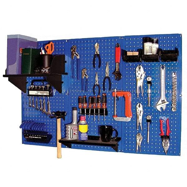 Wall Control - 48" Wide x 32" High Peg Board Kit - 3 Panels, Metal, Blue/Black - Makers Industrial Supply