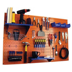 Wall Control - 48" Wide x 32" High Peg Board Kit - 3 Panels, Metal, Orange/Blue - Makers Industrial Supply