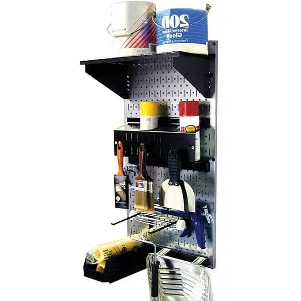 Wall Control - 16" Wide x 32" High Peg Board Kit - 1 Panels, Galvanized Steel, Galvanized/Black - Makers Industrial Supply