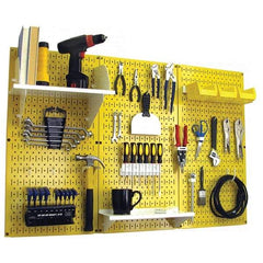 Wall Control - 48" Wide x 32" High Peg Board Kit - 3 Panels, Metal, Yellow/White - Makers Industrial Supply