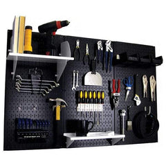 Wall Control - 48" Wide x 32" High Peg Board Kit - 3 Panels, Metal, Black/White - Makers Industrial Supply