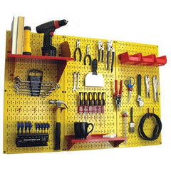 Wall Control - 48" Wide x 32" High Peg Board Kit - 3 Panels, Metal, Yellow/Red - Makers Industrial Supply