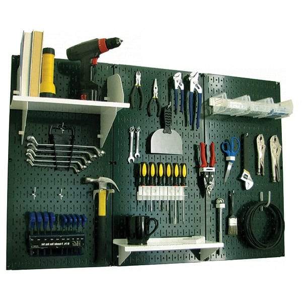 Wall Control - 48" Wide x 32" High Peg Board Kit - 3 Panels, Metal, Green/White - Makers Industrial Supply