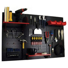 Wall Control - 48" Wide x 32" High Peg Board Kit - 3 Panels, Metal, Black/Red - Makers Industrial Supply