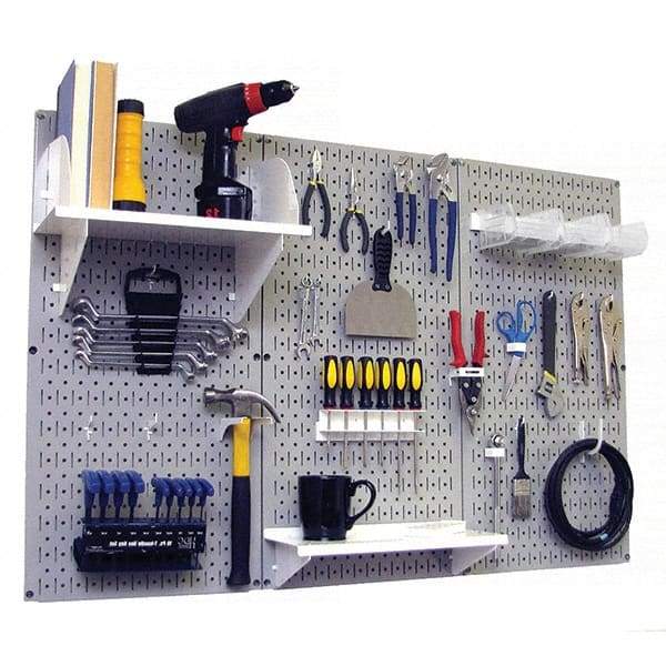 Wall Control - 48" Wide x 32" High Peg Board Kit - 3 Panels, Metal, Red/White - Makers Industrial Supply