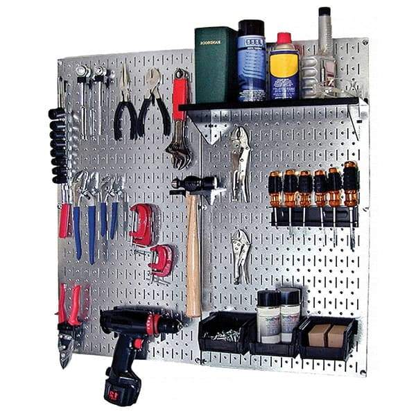 Wall Control - 32" Wide x 32" High Peg Board Kit - 2 Panels, Galvanized Steel, Galvanized/Black - Makers Industrial Supply