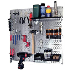 Wall Control - 32" Wide x 32" High Peg Board Kit - 2 Panels, Galvanized Steel, Galvanized/Black - Makers Industrial Supply