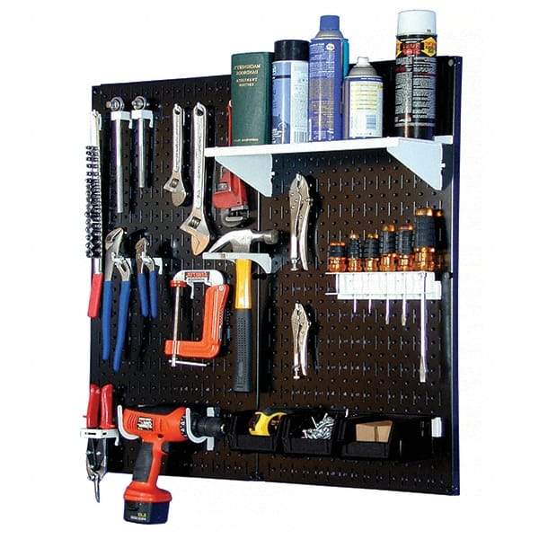 Wall Control - 32" Wide x 32" High Peg Board Kit - 2 Panels, Metal, Black/White - Makers Industrial Supply