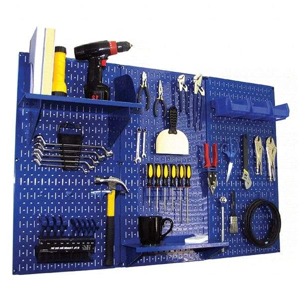 Wall Control - 48" Wide x 32" High Peg Board Kit - 3 Panels, Metal, Blue - Makers Industrial Supply