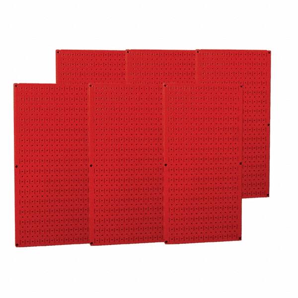 Wall Control - 96" Wide x 32" High Peg Board Storage Board - 6 Panels, Metal, Red - Makers Industrial Supply