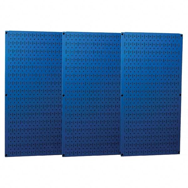 Wall Control - 48" Wide x 32" High Peg Board Storage Board - 3 Panels, Metal, Blue - Makers Industrial Supply