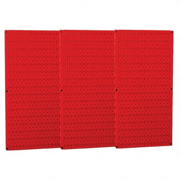 Wall Control - 48" Wide x 32" High Peg Board Storage Board - 3 Panels, Metal, Red - Makers Industrial Supply