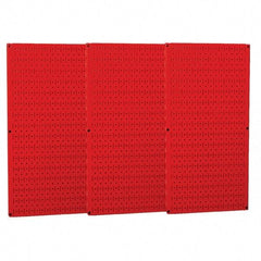 Wall Control - 48" Wide x 32" High Peg Board Storage Board - 3 Panels, Metal, Red - Makers Industrial Supply