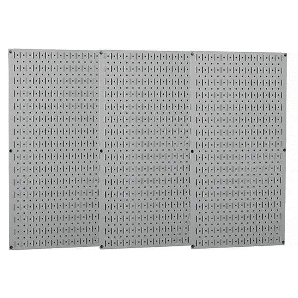 Wall Control - 48" Wide x 32" High Peg Board Storage Board - 3 Panels, Metal, Gray - Makers Industrial Supply