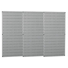 Wall Control - 48" Wide x 32" High Peg Board Storage Board - 3 Panels, Metal, Gray - Makers Industrial Supply