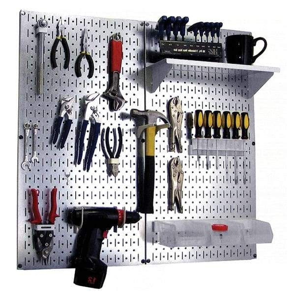 Wall Control - 32" Wide x 32" High Peg Board Kit - 2 Panels, Galvanized Steel, Galvanized/White - Makers Industrial Supply