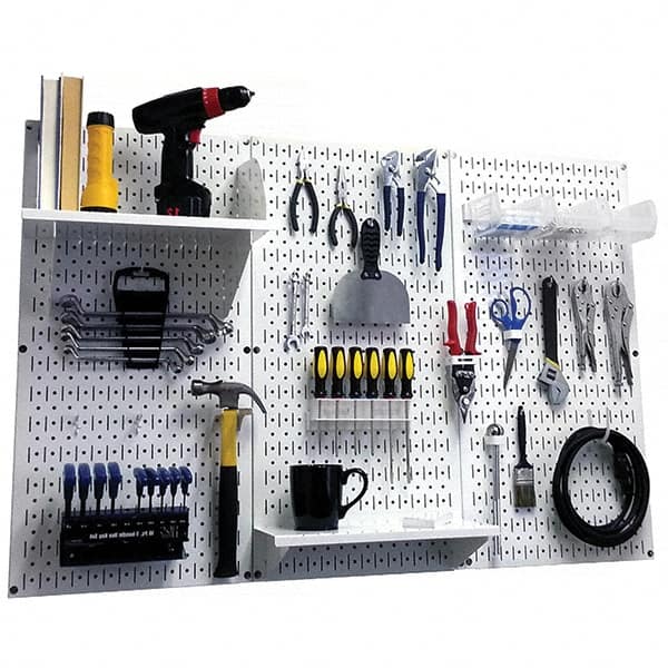 Wall Control - 48" Wide x 32" High Peg Board Kit - 3 Panels, Metal, White - Makers Industrial Supply