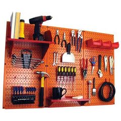 Wall Control - 48" Wide x 32" High Peg Board Kit - 3 Panels, Metal, Orange/Red - Makers Industrial Supply