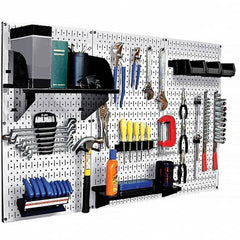 Wall Control - 48" Wide x 32" High Peg Board Kit - 3 Panels, Metal, White/Black - Makers Industrial Supply