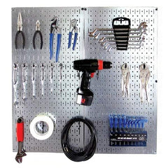 Wall Control - 32" Wide x 32" High Peg Board Kit - 2 Panels, Galvanized Steel, Galvanized/Black - Makers Industrial Supply