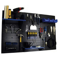 Wall Control - 48" Wide x 32" High Peg Board Kit - 3 Panels, Metal, Black/Blue - Makers Industrial Supply