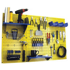 Wall Control - 48" Wide x 32" High Peg Board Kit - 3 Panels, Metal, Yellow/Blue - Makers Industrial Supply