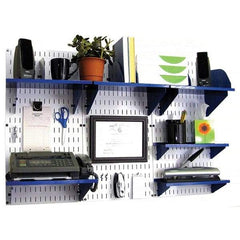 Wall Control - 48" Wide x 32" High Industrial Steel Tool Board System - 3 Panels, Metal, White/Blue - Makers Industrial Supply