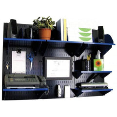 Wall Control - 48" Wide x 32" High Industrial Steel Tool Board System - 3 Panels, Metal, Black/Blue - Makers Industrial Supply