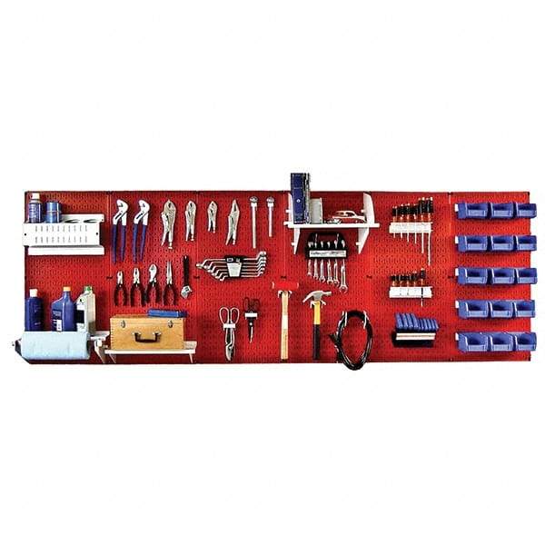 Wall Control - 96" Wide x 32" High Peg Board Kit - 6 Panels, Metal, Red/White - Makers Industrial Supply