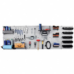 Wall Control - 96" Wide x 32" High Peg Board Kit - 6 Panels, Metal, Gray/Black - Makers Industrial Supply