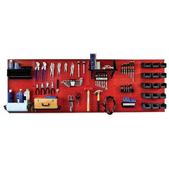 Wall Control - 96" Wide x 32" High Peg Board Kit - 6 Panels, Metal, Red/Black - Makers Industrial Supply