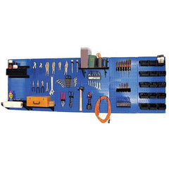 Wall Control - 96" Wide x 32" High Peg Board Kit - 6 Panels, Metal, Blue/Black - Makers Industrial Supply