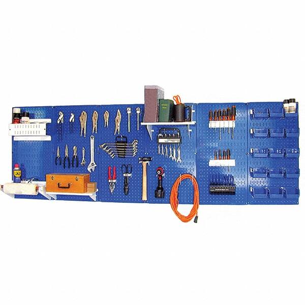 Wall Control - 96" Wide x 32" High Peg Board Kit - 6 Panels, Metal, Blue/White - Makers Industrial Supply