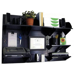 Wall Control - 48" Wide x 32" High Industrial Steel Tool Board System - 3 Panels, Metal, Black - Makers Industrial Supply