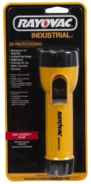 Rayovac - Incandescent Bulb, Industrial/Tactical Flashlight - Yellow Body, 2 D Batteries Not Included - Makers Industrial Supply