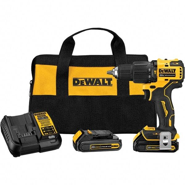 DeWALT - 20 Volt 1/2" Plastic Ratcheting Chuck Cordless Hammer Drill - 28500 BPM, 1650 RPM, Reversible - Makers Industrial Supply