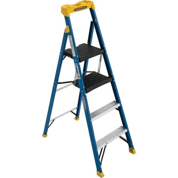 Werner - Step Ladders Type: Step Ladder Height (Feet): 4' 6" - Makers Industrial Supply