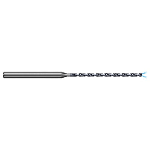 1.587 mm Dia. × 3 mm Shank × 34.5 mm Flute Length × 75 mm OAL, 20xD, 140°, AlTiN, 2xD Flute, Coolant Thru, Round Solid Carbide Drill - Exact Industrial Supply